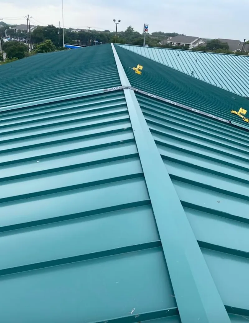 Green commercial metal roof ridge and valley for Metal Roof Repair in Schuylkill